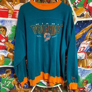Miami Dolphins Crewneck Sweatshirt Vintage Lee Sport Mens XL